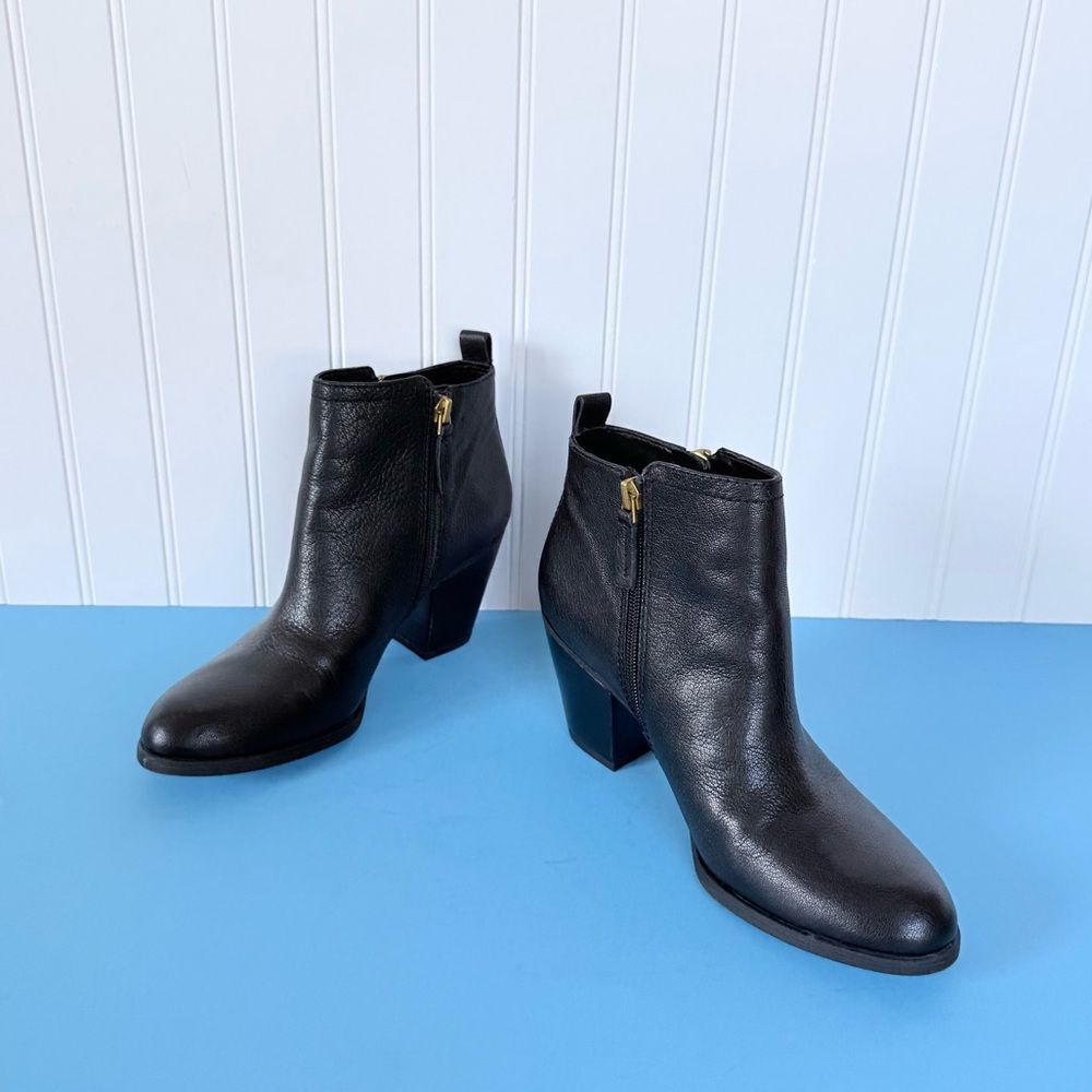 Franco Sarto Diana Dual Side Zip Leather Ankle Booties Size 7M - Picture 11 of 17